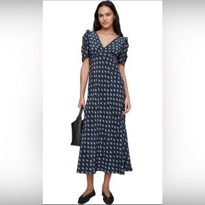 Banana Republic Navy Polka Dot Maxi Dress